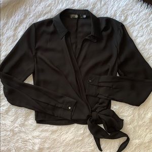 Wrap over tie side blouse